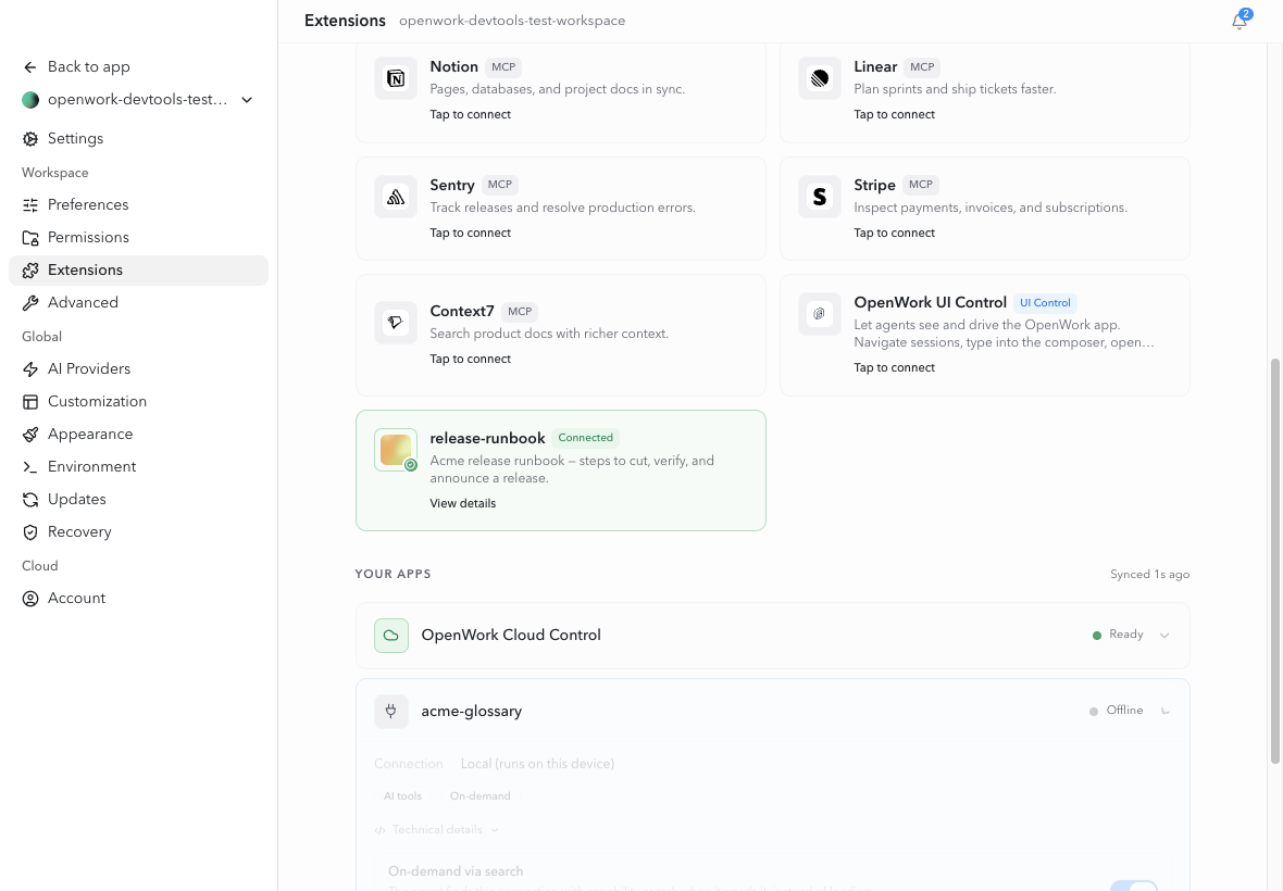 Connections and plugin skills remain search-discovered capabilities, not engine config pasted into every session